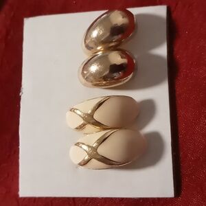 Napier half moon gold tone & enamel half moon earrings